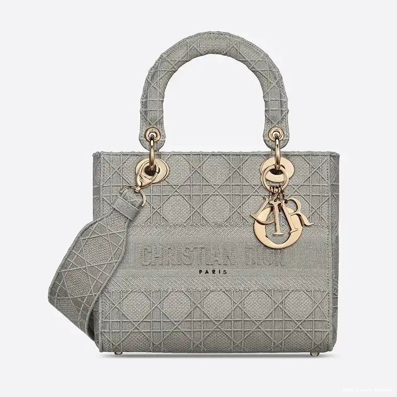 Lady Bag Motif Grey Medium Canvas D-lite Cannage 0702 Luxury